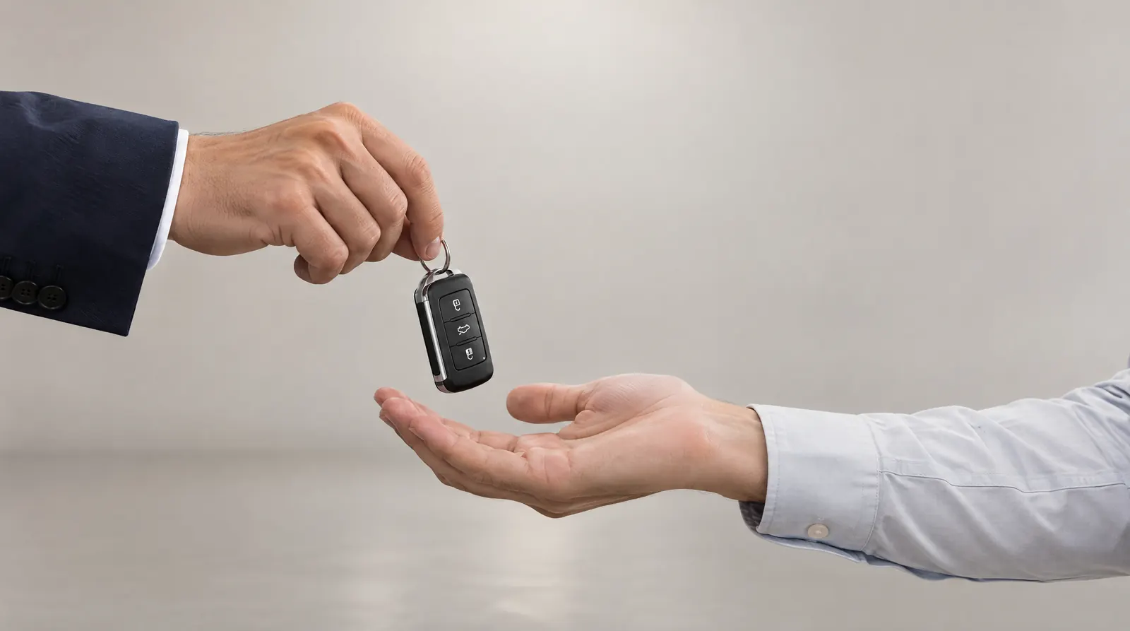 Una mano entrega la llave de un coche a otra